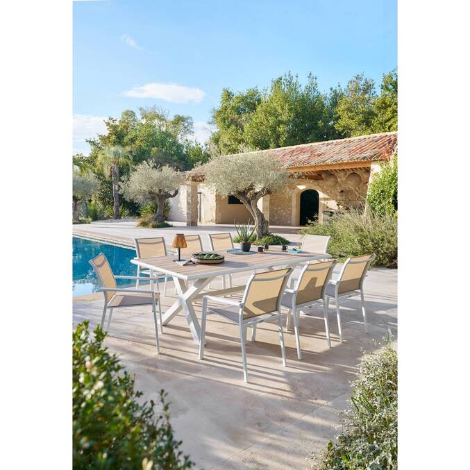 Fauteuil de jardin empilable ESSENTIA Lin / Blanc