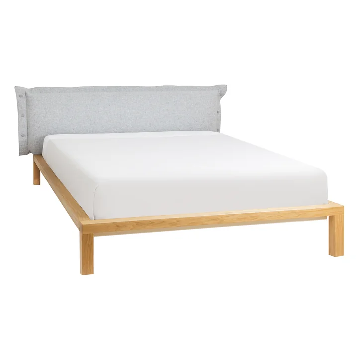 Hans Hansen - Pure Bett mit Polsterkopfteil 160 cm, eiche matt lackiert / grau