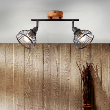 Brilliant opbouwspot Avia 2x E14 zwart/hout