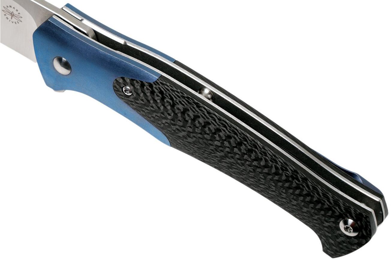 Amare Knives Track blue, satin blade, zakmes