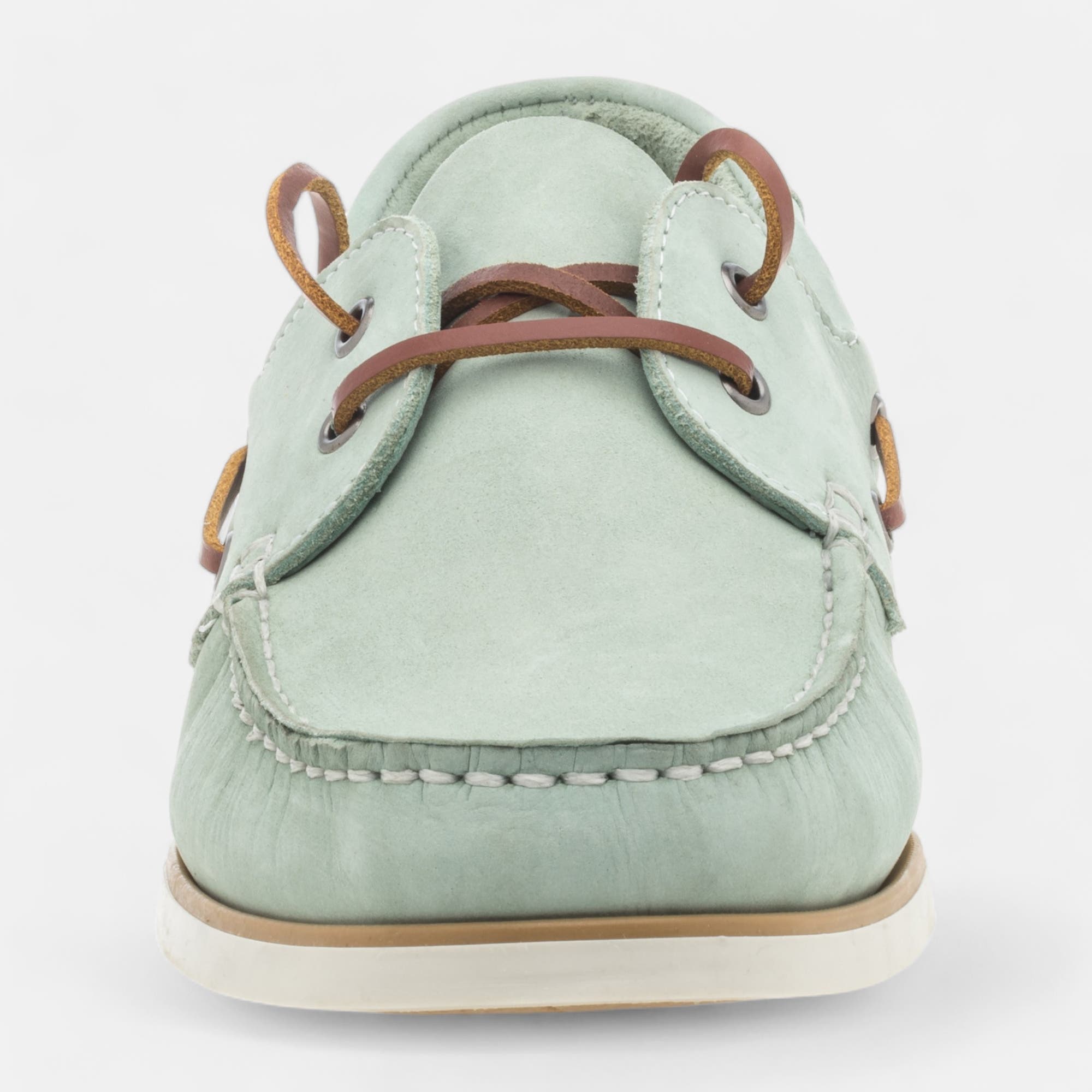 Chaussures bateau Homme en cuir vert clair