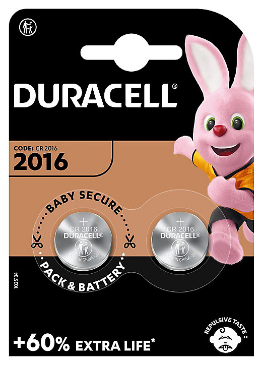 Pile au lithium CR2016 Duracell, lot de 2