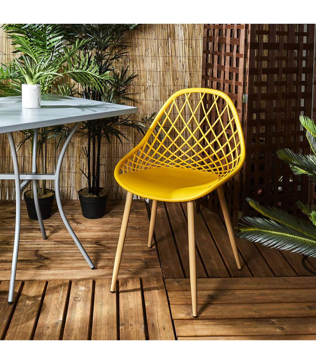 Lot de 4 chaises d'extérieur Malaga en polypropylène - Jaune