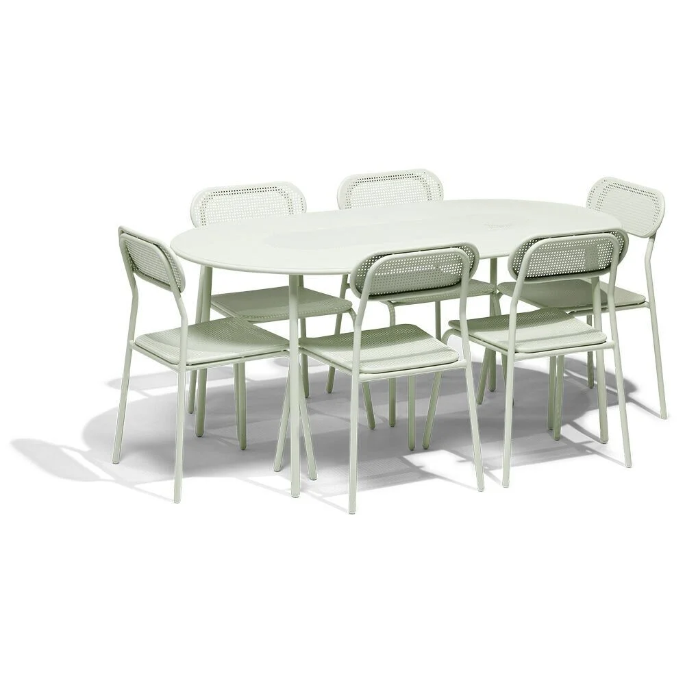 Table de jardin Faro métal vert 6 personnes 160x90xH.74cm