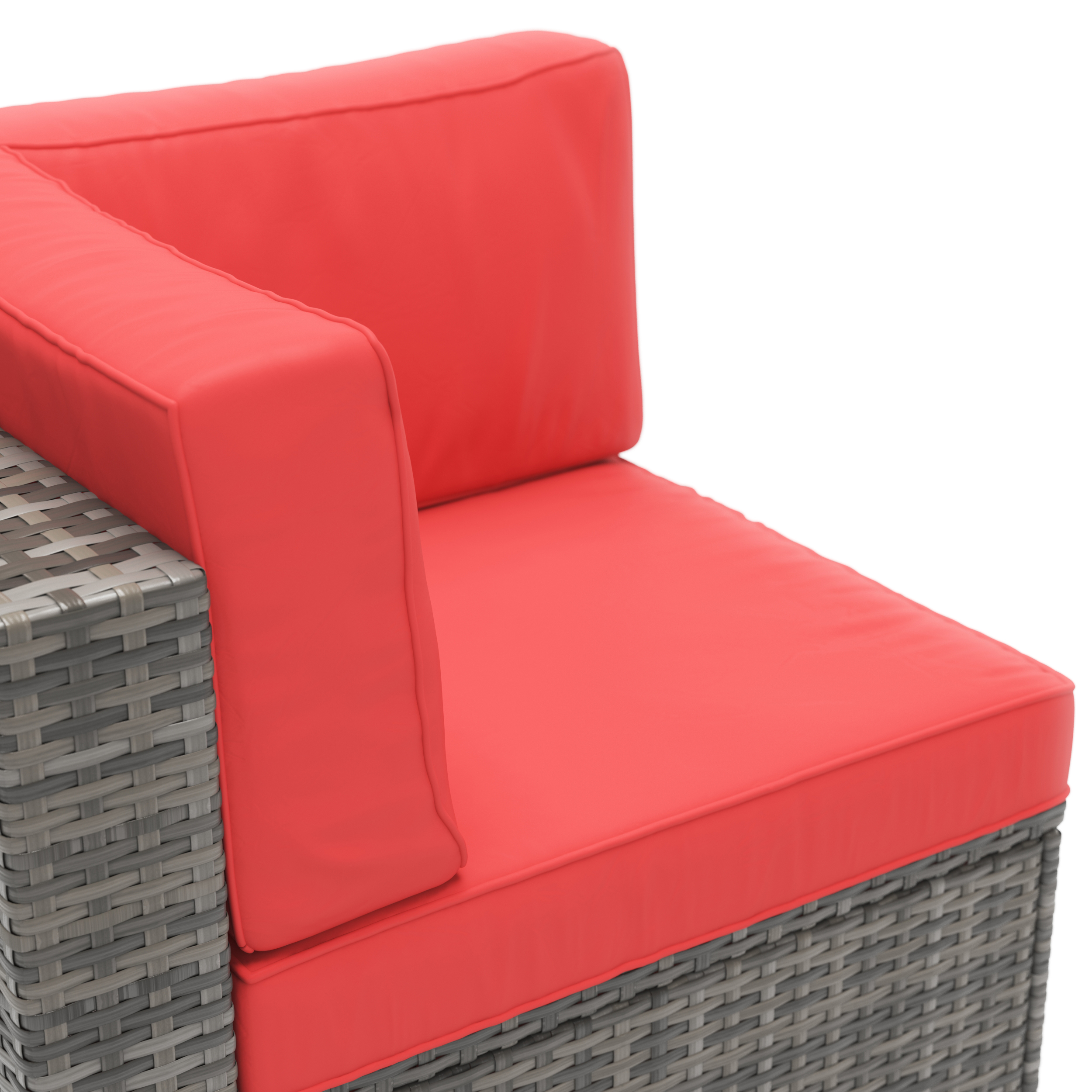Eckteil Rattanlounge KRETA grau/rot