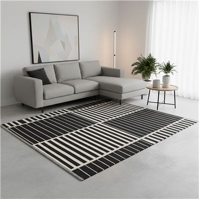 Tapis rayures noir et blanc