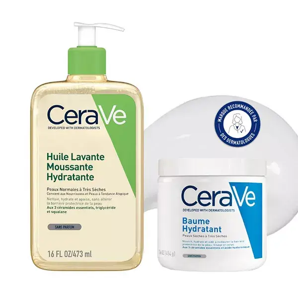 CeraVe Rotina para Pele Seca: Óleo de Limpeza Corporal 473ml e Bálsamo Hidratante 454g