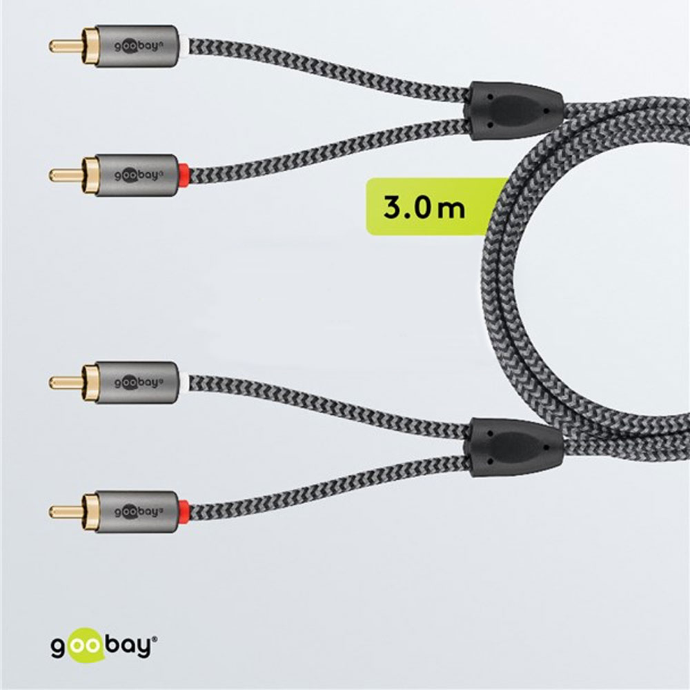 (3m) Dual Stereo-Cinch Audiokabel (65294) - Sharkskin Grey