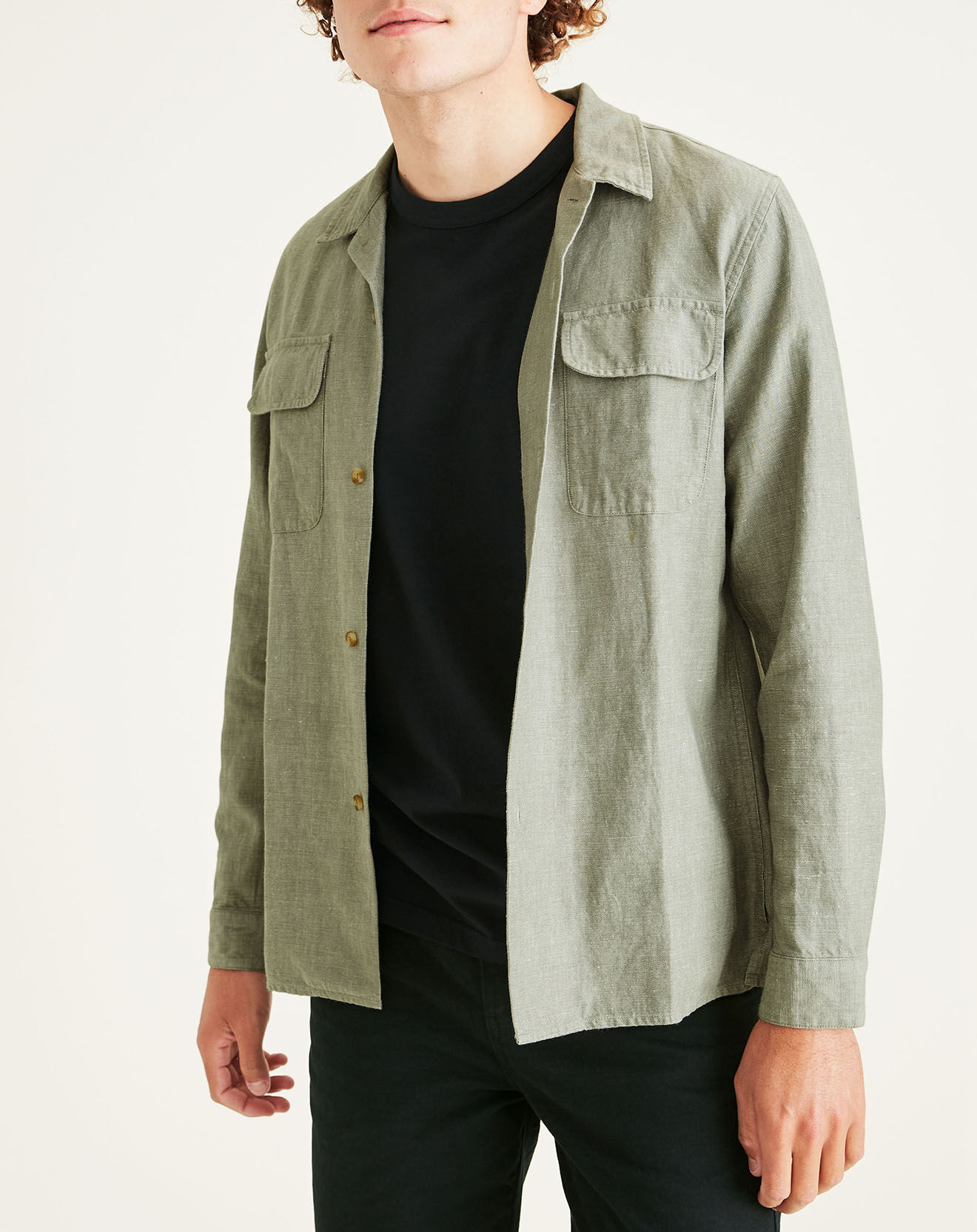 Dockers Chemise classique LS Camp kaki clair/gris