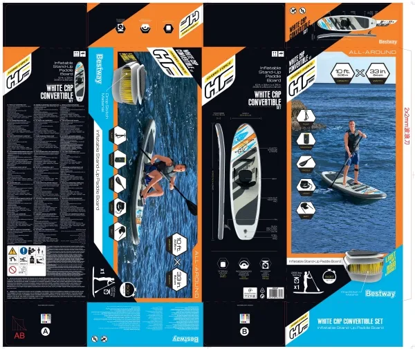 Bestway 65341, Stående padelboard (SUP), 120 kg, Fuld farveboks, ATTENTION!NO PROTECTION AGAINST DROWNING! SWIMMERS ONLY!, 3050 mm, 11,9 kg