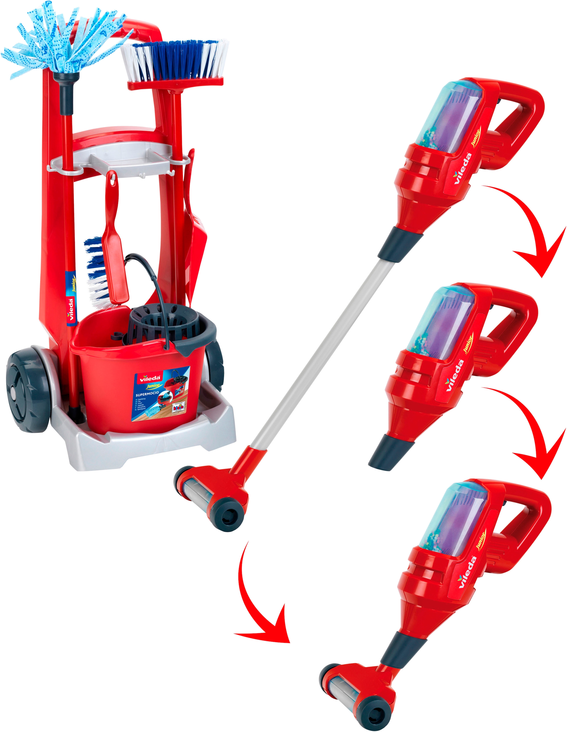 Klein Kinder-Besenwagen »Vileda« mit Staubsauger; Made in Germany