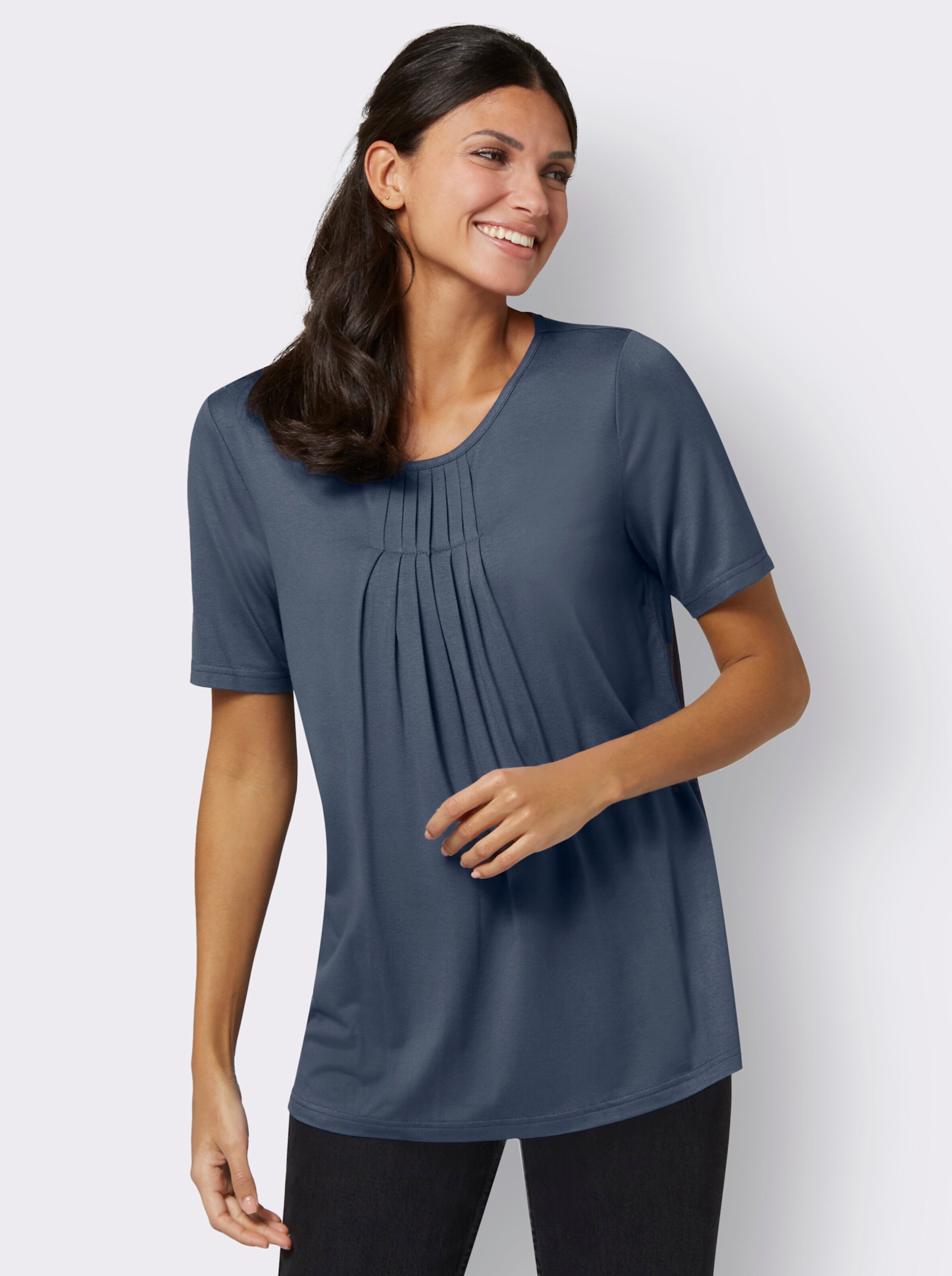 Rundhalsshirt in Viskose-Qualität
