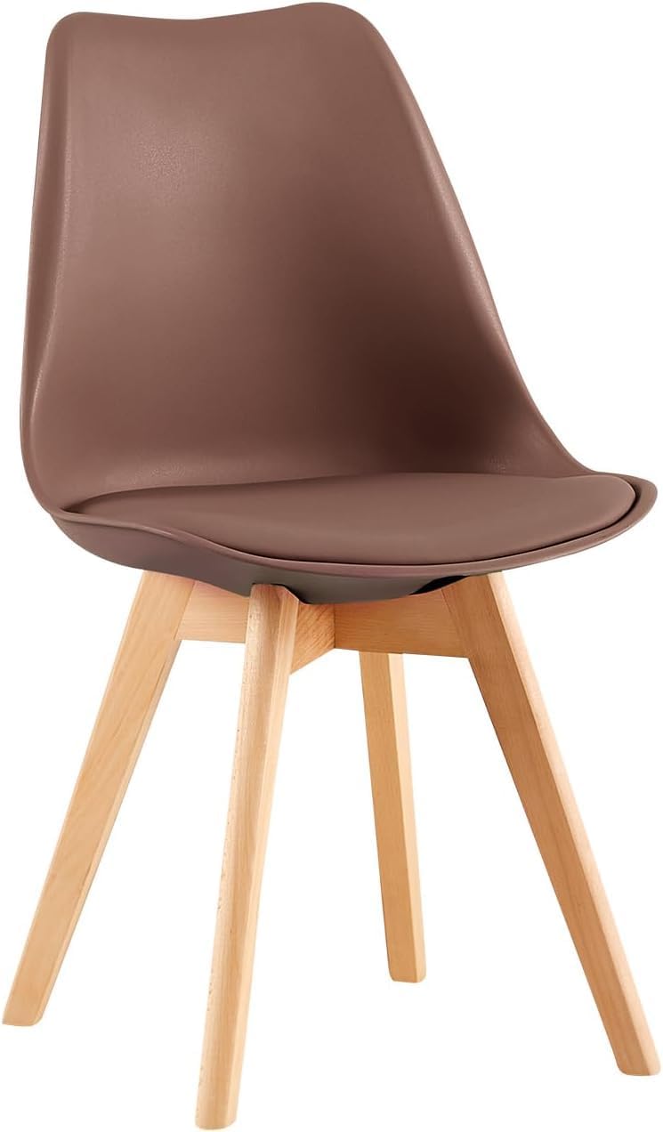 EGGREE 8er Set Esszimmerstühle im Skandinavischen Stil,8 Küchenstühle in Modernen Hellen Farben,Gepolstert in PU mit Buchenholz Beine, Morandi Lichtblau+ Türkis+Helles Khaki+Schokoladenbraun