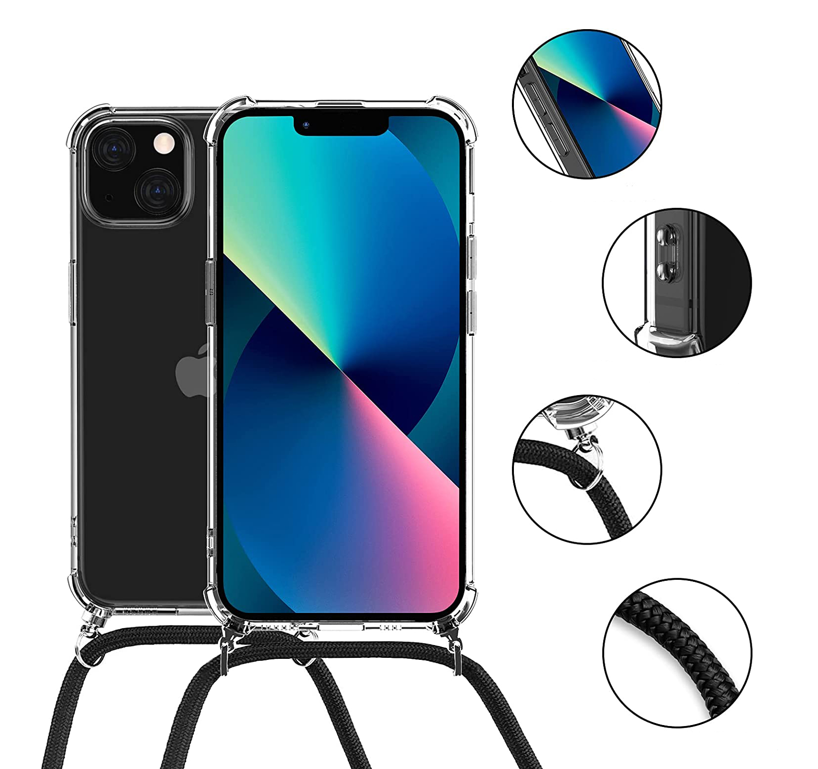 Handyhülle mit Band iPhone 14 transparent