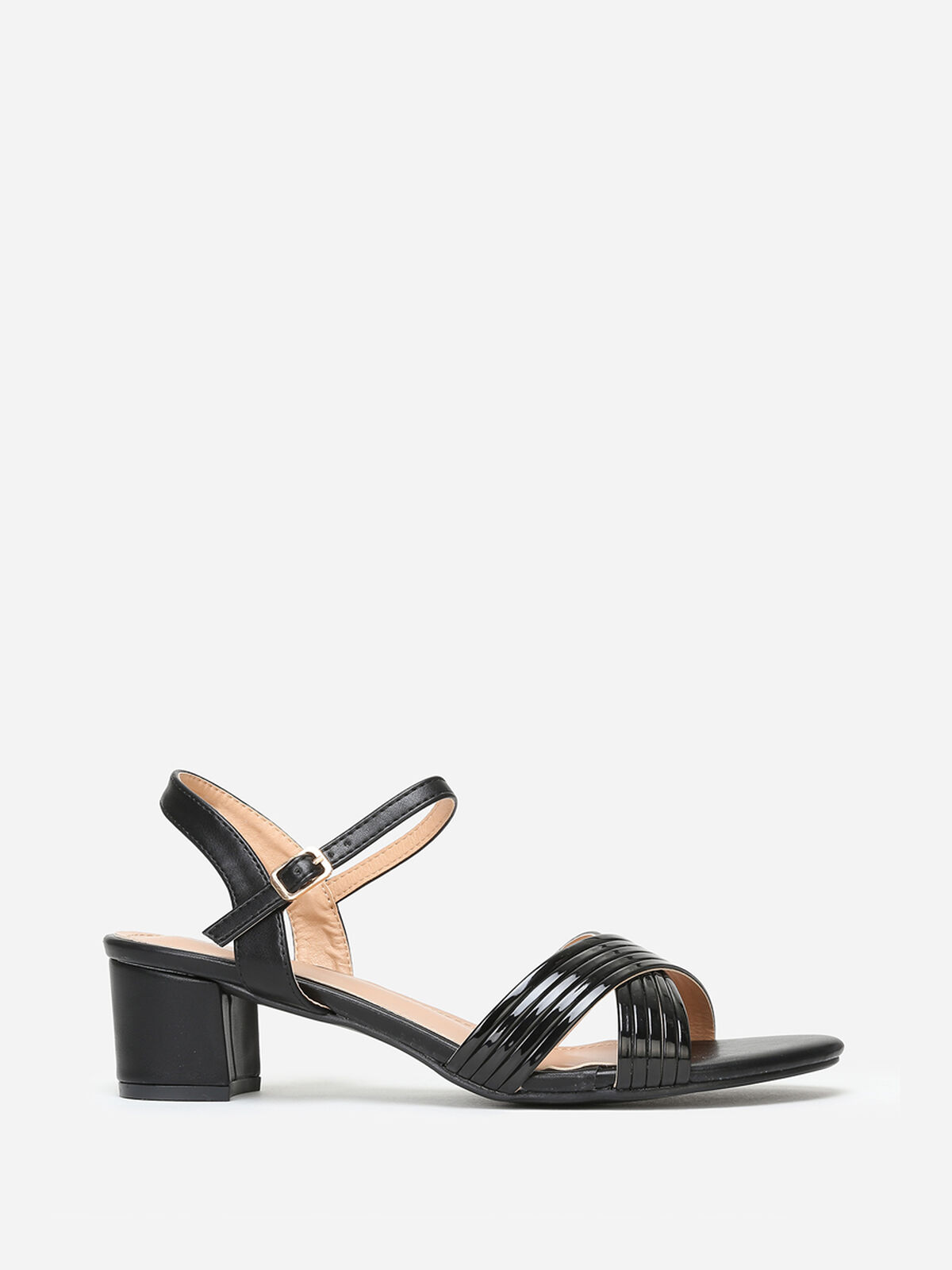 Sandales vernies croisées grandes tailles- Noir