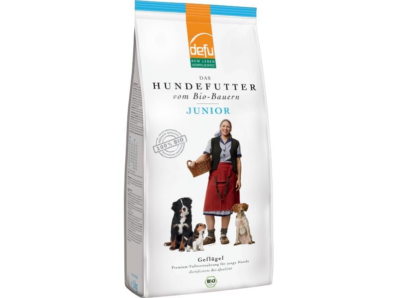 defu Trockenfutter Junior Bio Geflügel, 3 kg Alleinfuttermittel für junge Hunde ab 12 Wochen