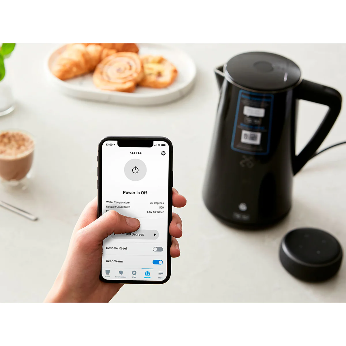 Alexa Bouilloire Électrique Intelligente WIFI 1,5L, Sans Fil, Écran Ta