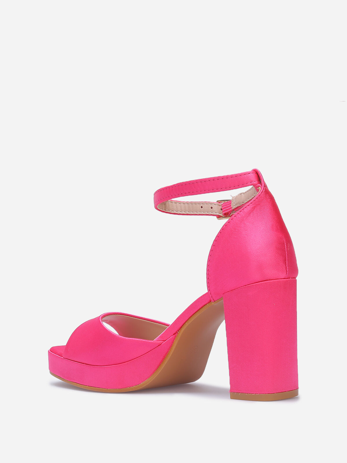 Sandales satinées à bout carré- Fuchsia