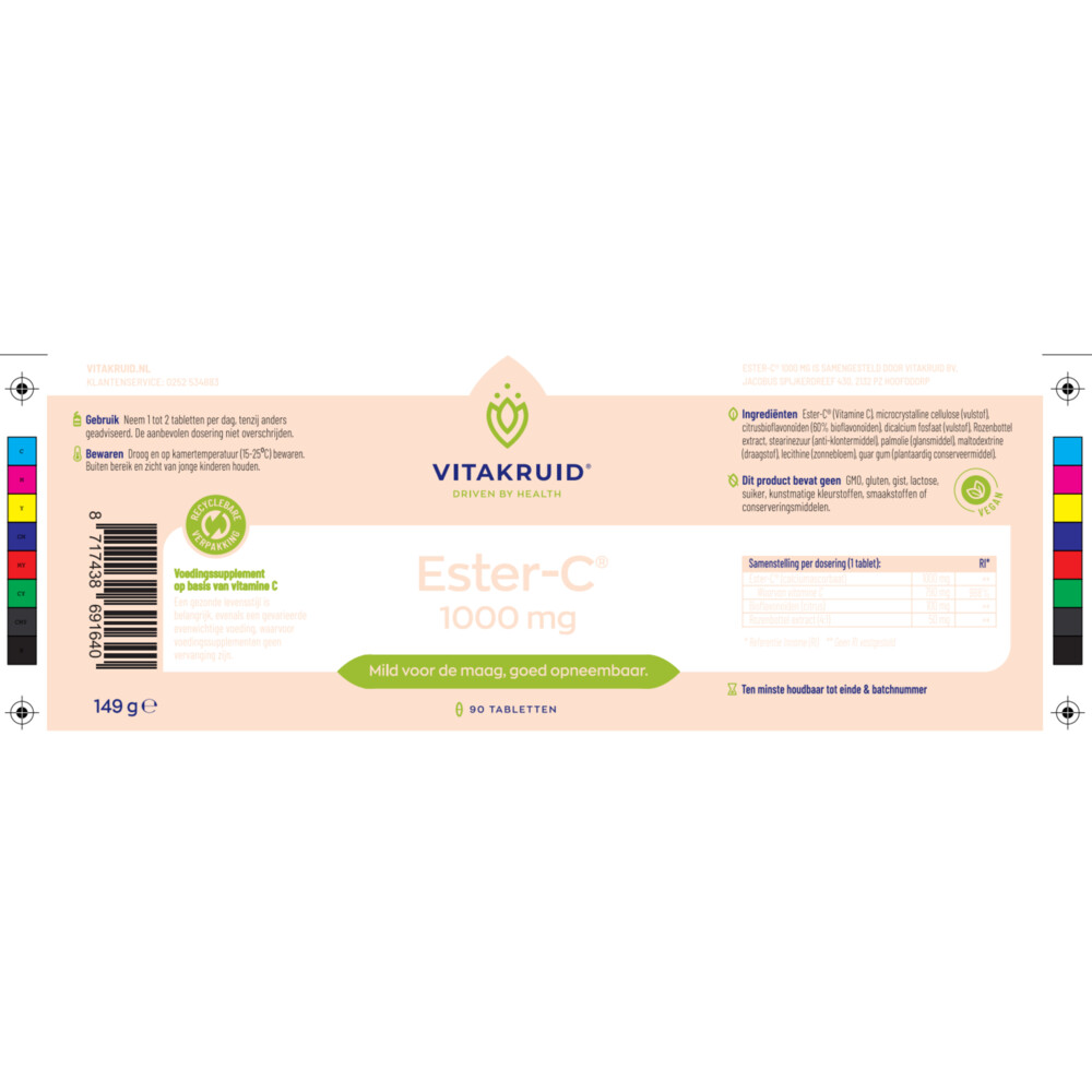 2x Vitakruid Ester C 1000 mg 90 tabletten