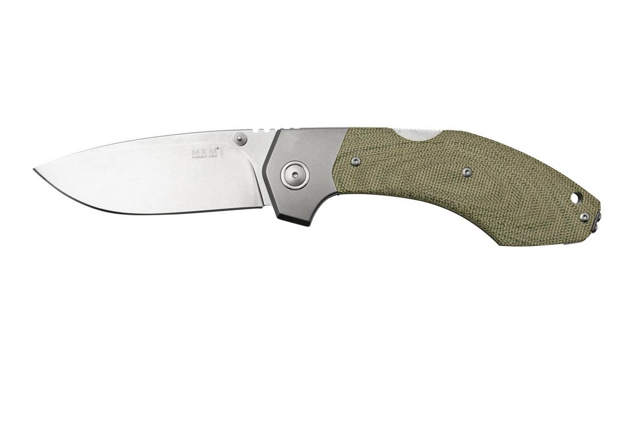 MKM Hero Stonewashed, Green Canvas Micarta, Titanium Bolsters, zakmes