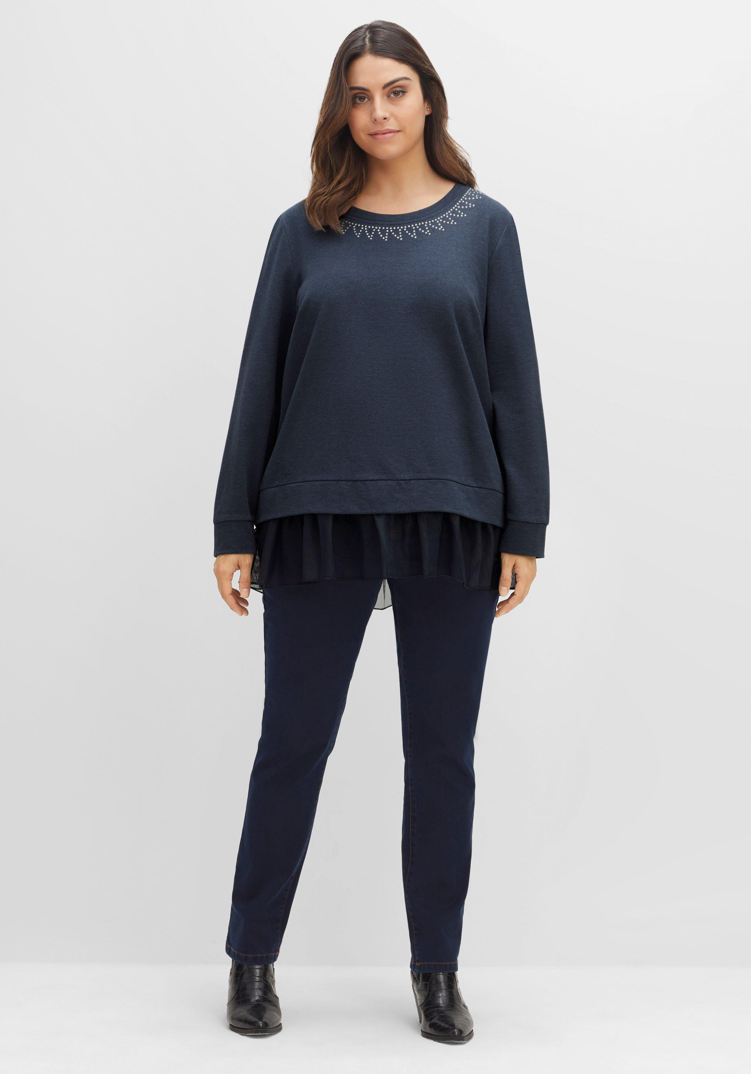 Sweatshirt im Lagenlook, mit Volant am Saum