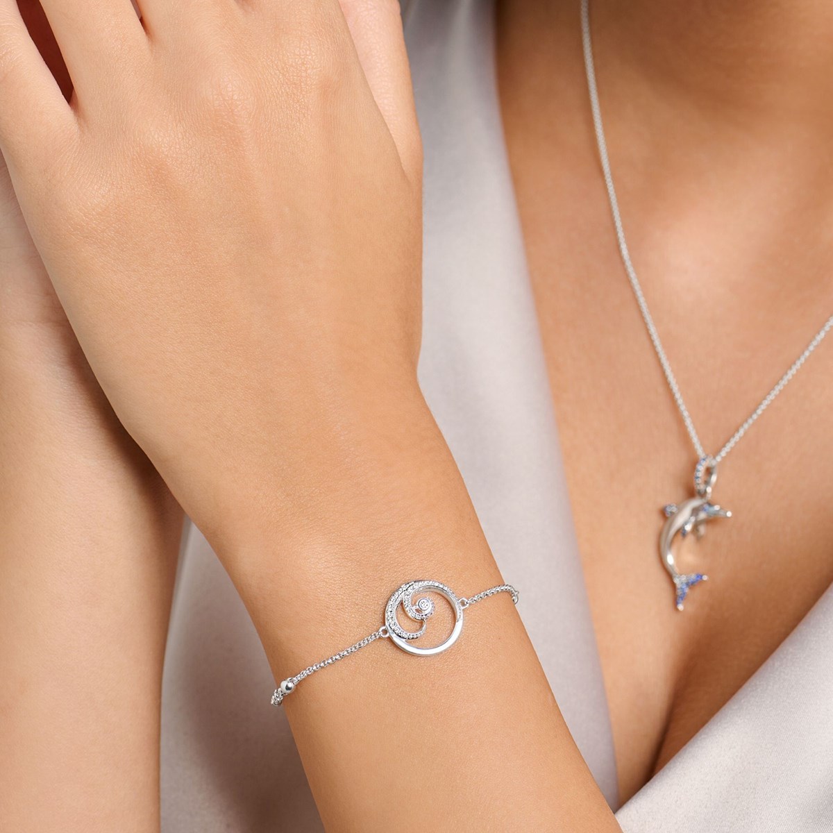 Bracelet Thomas Sabo vague avec pierres 16-19cm