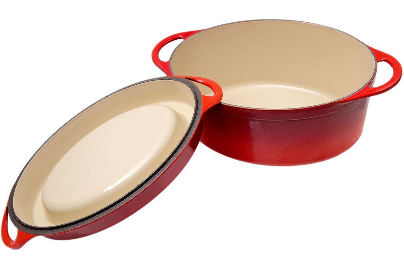 Le Creuset Doufeu gietijzeren braadpan ovaal, 32 cm, 7,2L rood