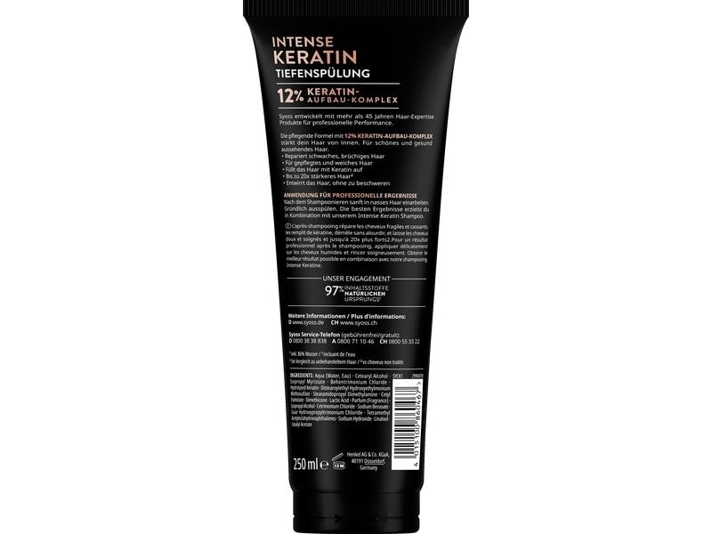 Syoss Haarspülung Intense Keratin 250 ml Tiefenspülung glättet und hilft strapaziertem Haar