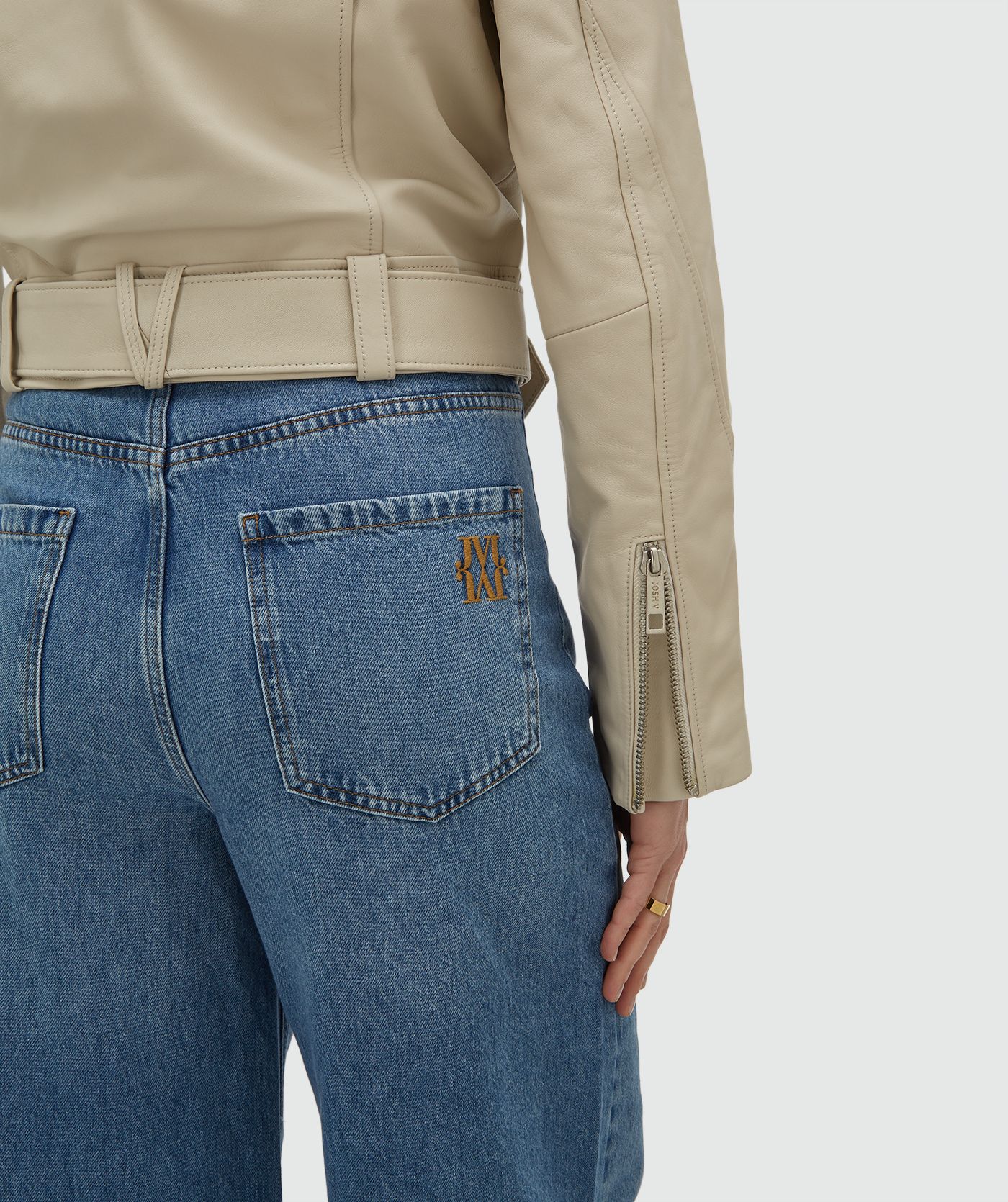 LUA regular fit jacket van leer - light ecru