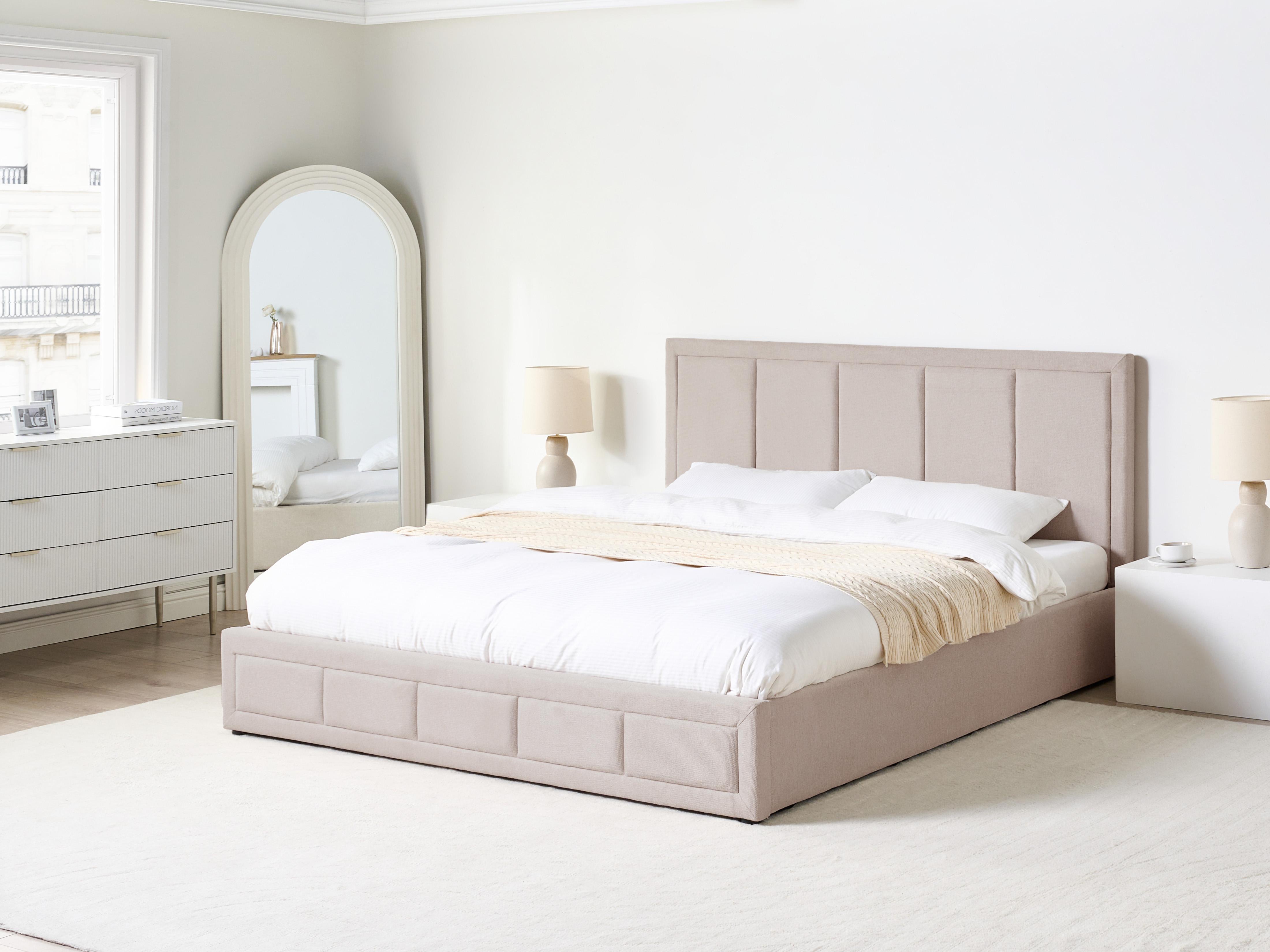Bed met opbergruimte Stof QUIBERON 180 x 200 cm Taupe