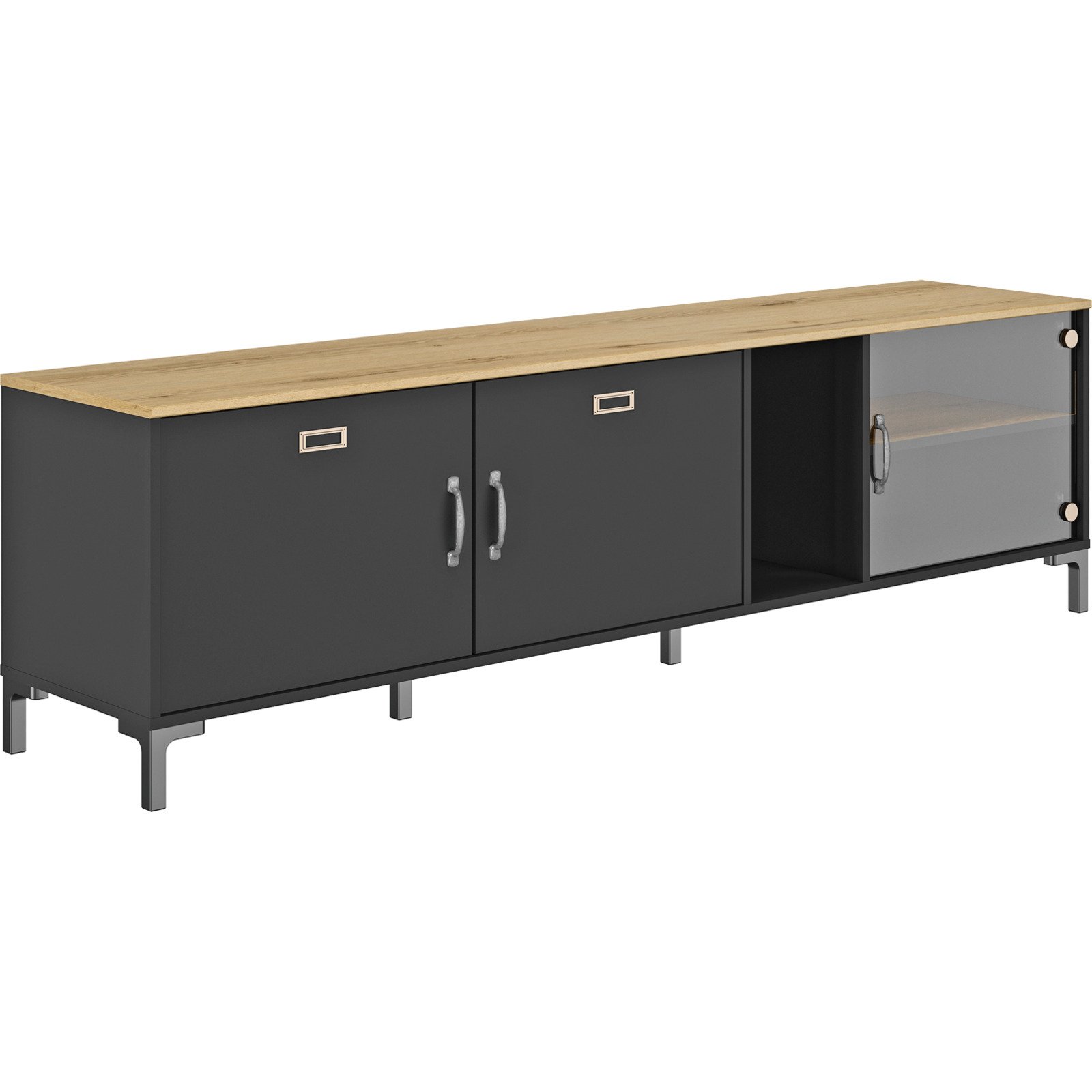TV-Möbel Manchester Dekor schwarz 190 x 54 x 40.5 cm