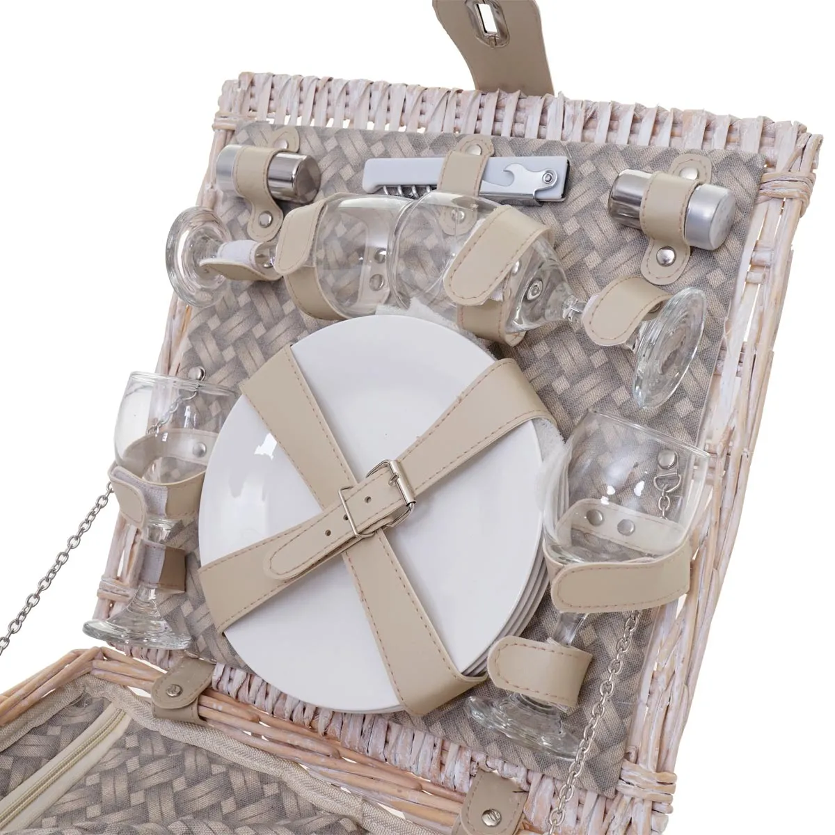Decoshop26 Panier pique-nique pour 4 personnes - Beige