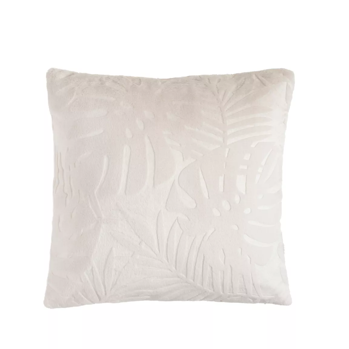 Coussin carré flanelle (45 x 45 cm) Flore Ecru