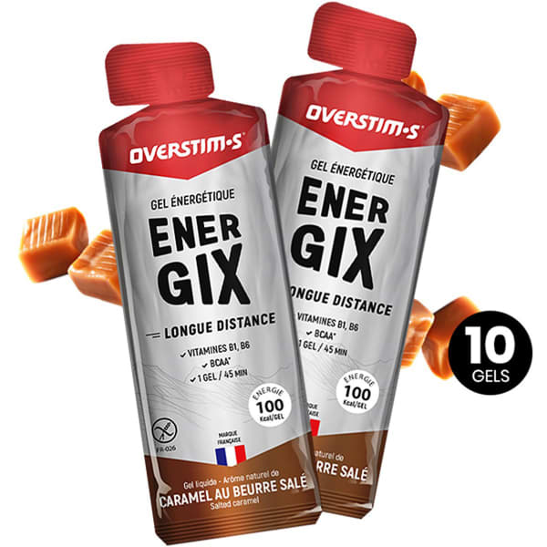 Gels énergétiques OVERSTIMS ENERGIX LIQUIDE CARAMEL BEURRE SALE PACK X10