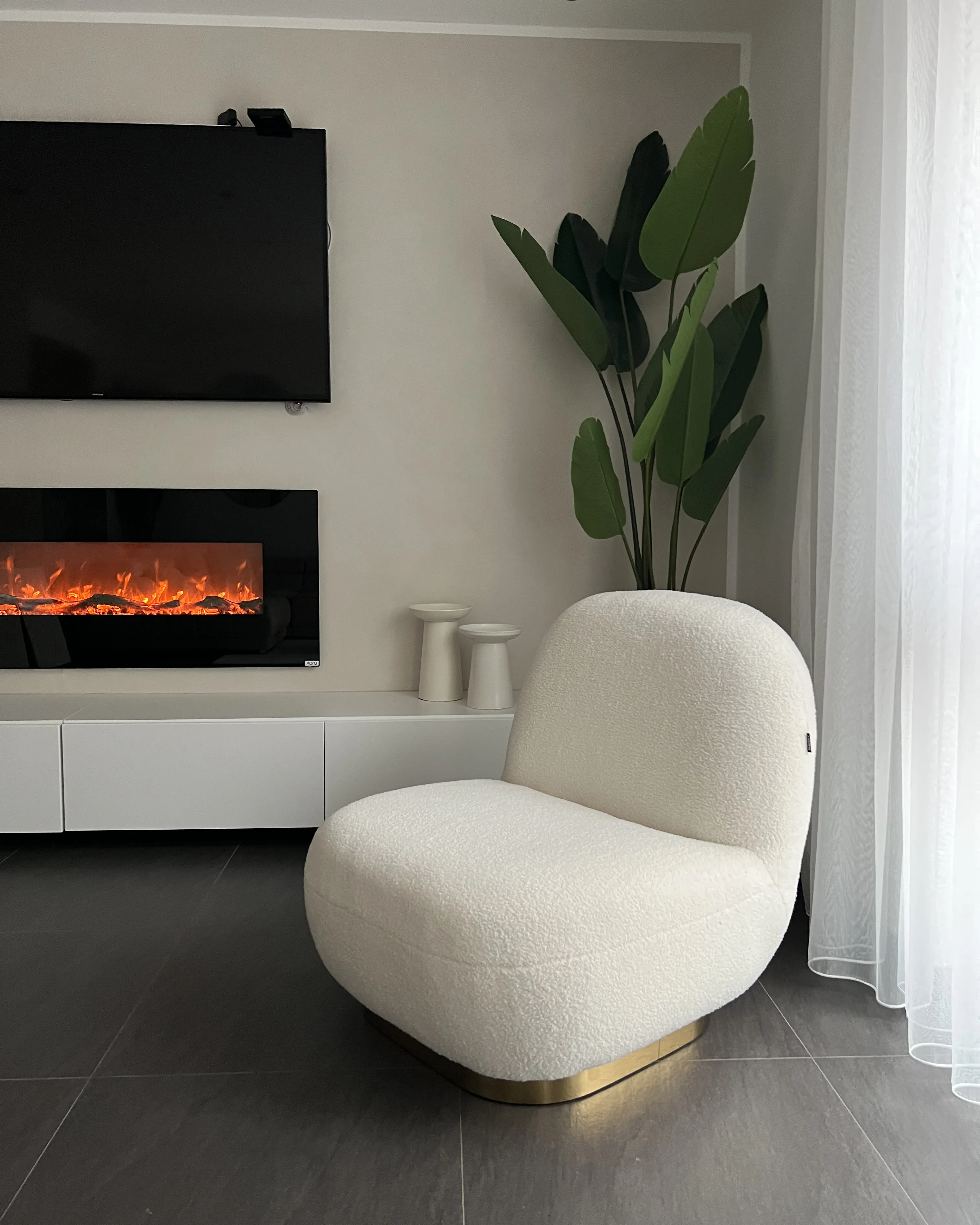 Fauteuil LOVIISA Bouclé Wit