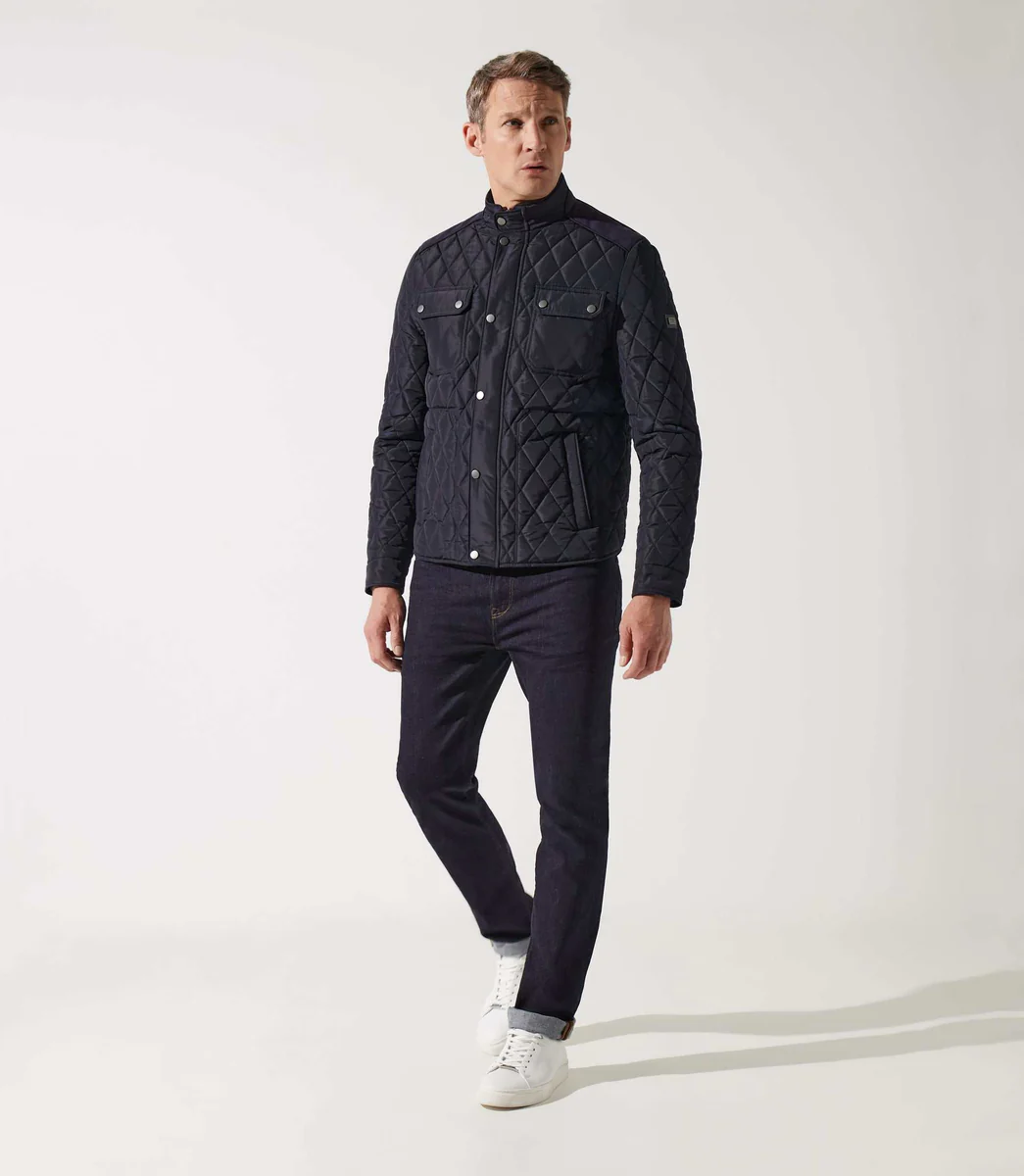 Blouson surchemise à col montant matelasse marine MACEOBT