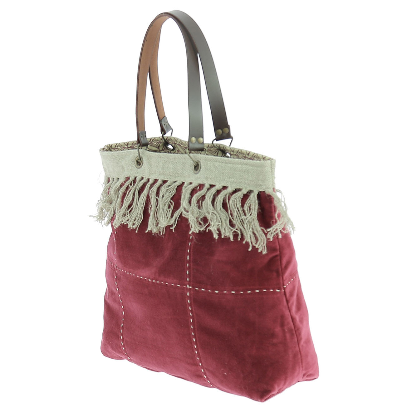 En Fil d'Indienne Sac Cabas Medium Boho framboise - 40x40x12 cm