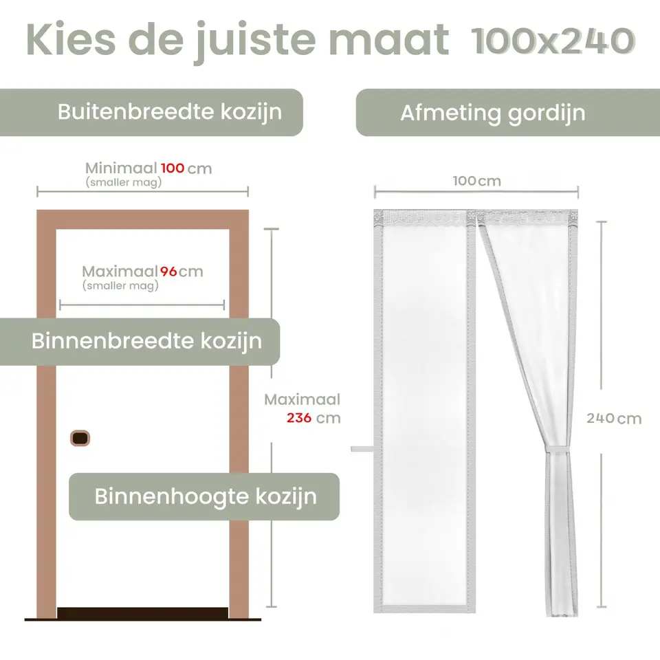 O'DADDY Deurgordijn Deluxe FIBER 100x240 - Magnetisch Vliegengordijn Wit