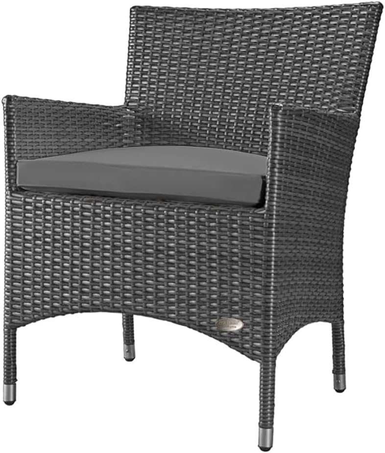RS Trade® Exclusive 'Trento' Polyrattan Gartenstuhl handgeflochten mit verstärktem Alu-Rahmen, bis zu 200 kg belastbar, Rattan Stuhl mit Alu Füßen und extra Bodenschutzkappen, inkl. 5 cm Sitzkissen BO4370576