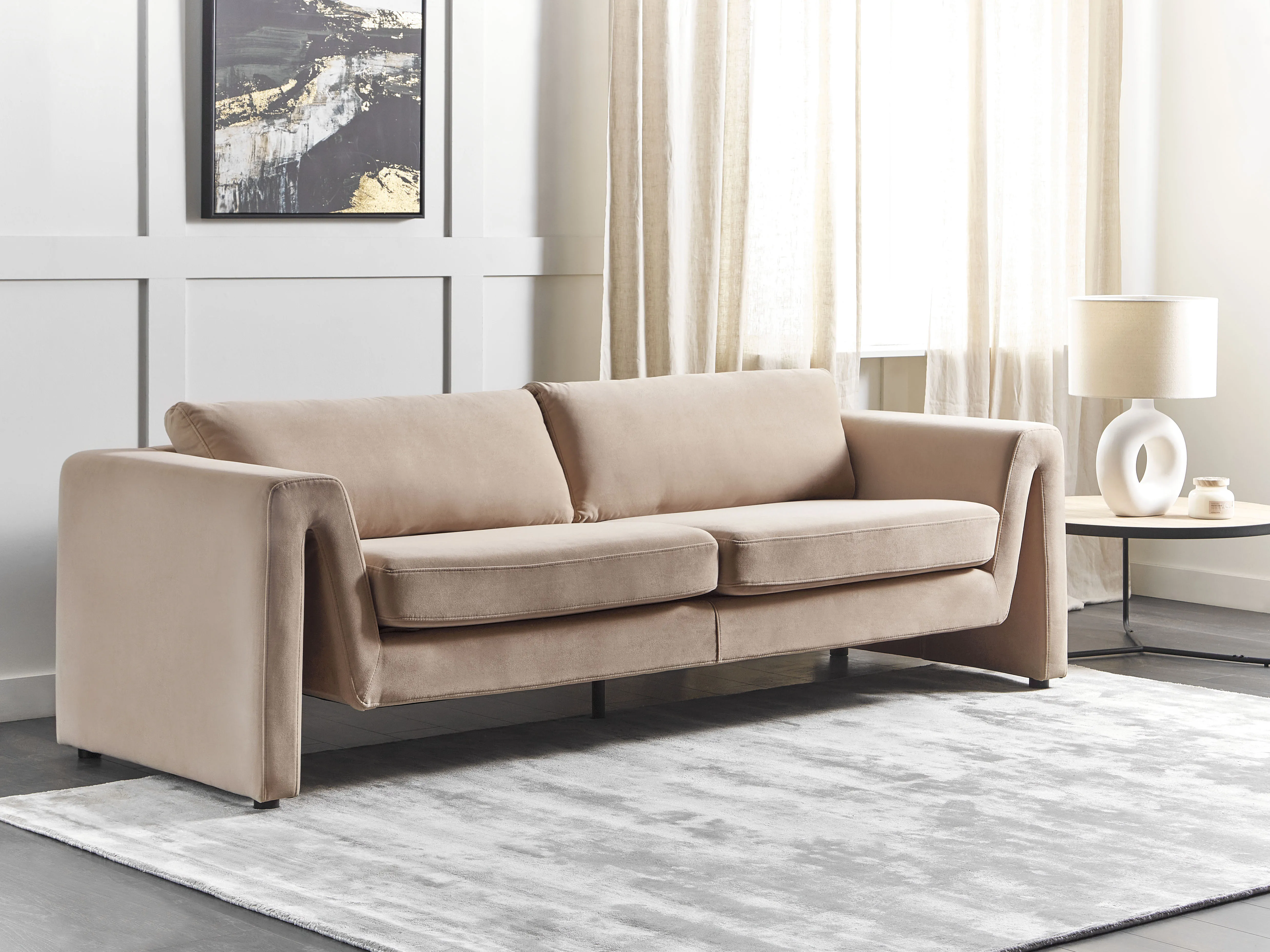 Bank 3-zits MAUNU Fluweel Zandbeige