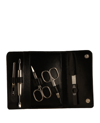 Pfeilring Manicure-Sets Manicure-Etui, Kalbleder, schwarz 5-teilig