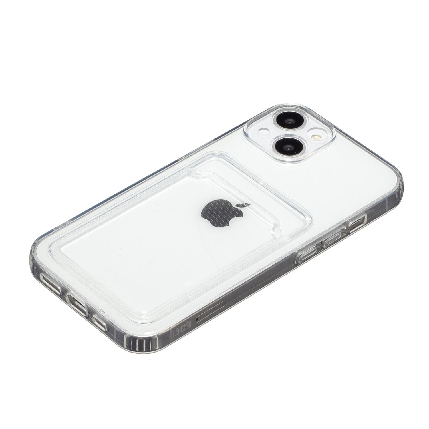 iPhone 13 Gummi Case Schutzhülle mit Kartenfach - Transparent