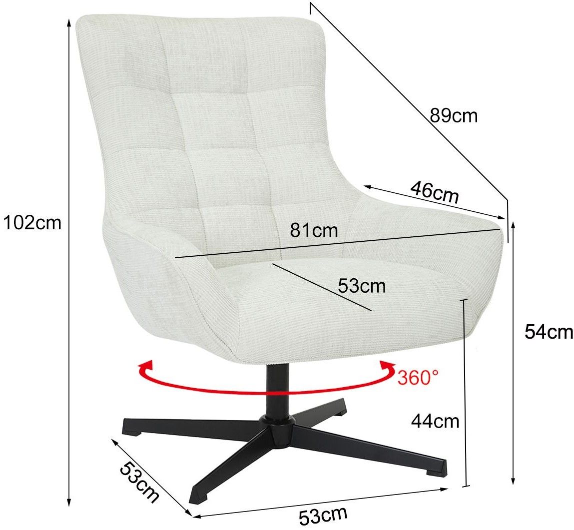Draaifauteuil Pearl Naomi B81 x D84 x H102 cm