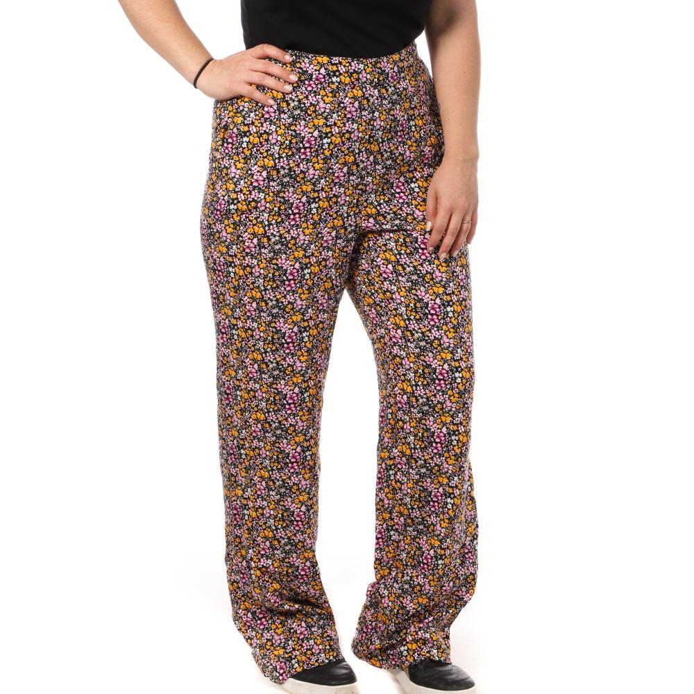 Vero Moda Pantalon Noir/Rose/Orange à Motifs Femme Vero Moda Curve Easy Hw Wide