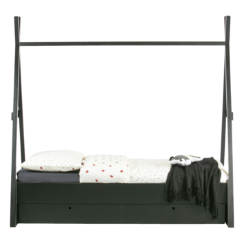 WOOOD Bed Joep 1- persoons grenen zwart (excl. bedlade)