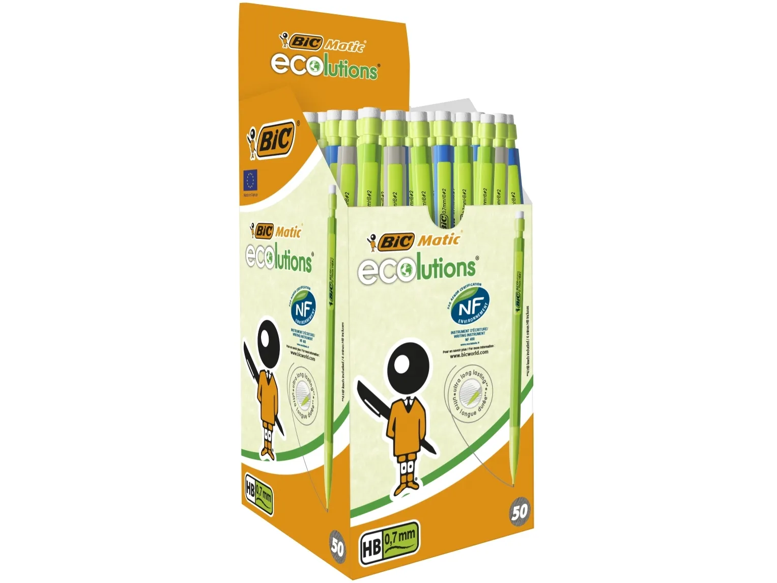 Blyanter BIC Matic ECOlutions HB 0.7 mm med viskelæder - (50 stk.)