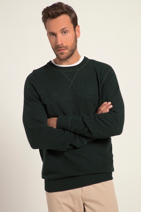 Pullover, Wollmix, Rundhals mit Details, bis 8 XL