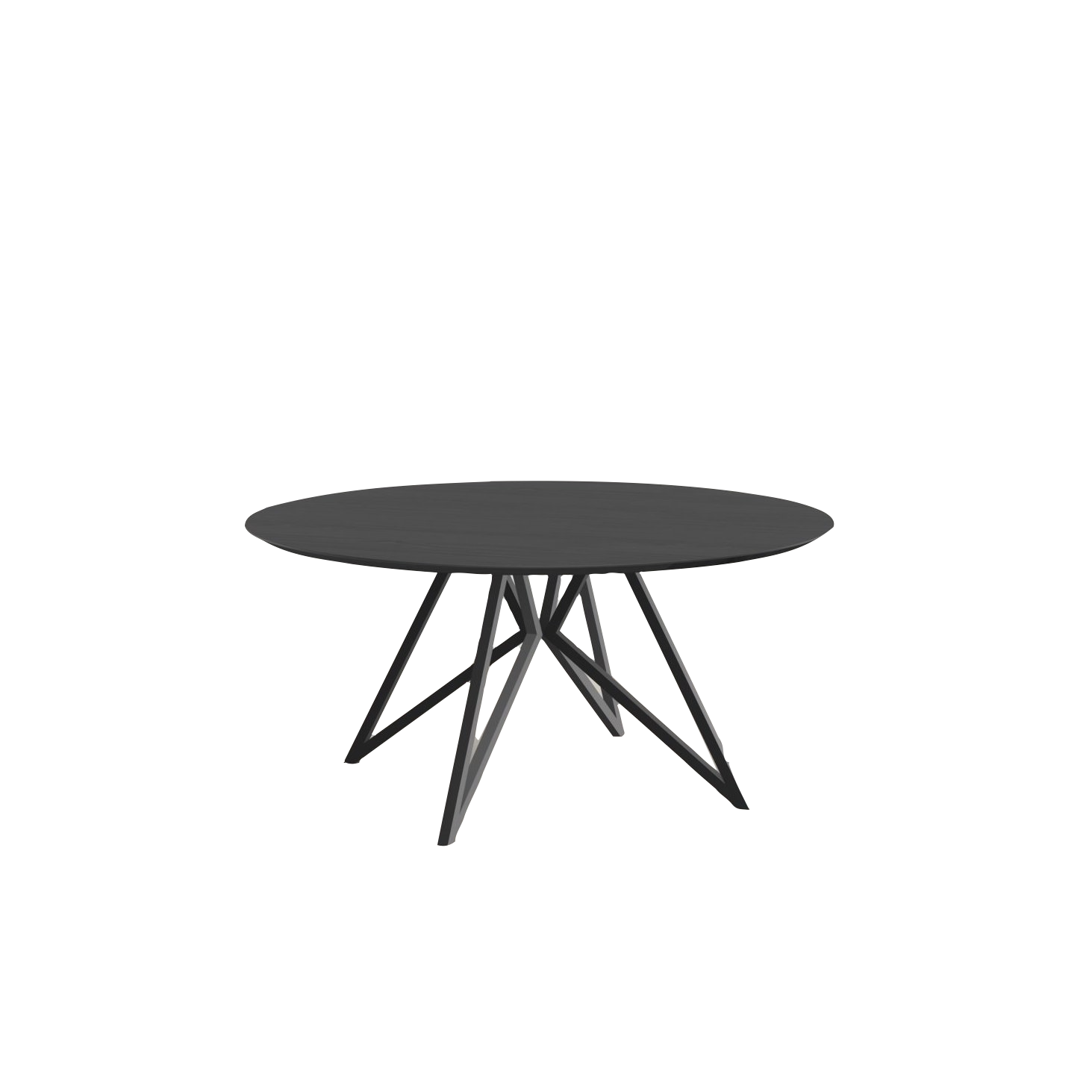 Studio HENK tafel Butterfly Rond QuadpodXL - zwart frame, zwarte beits ⌀160 | Zwarte Beits | Verjongde Rand | Frame Zwart