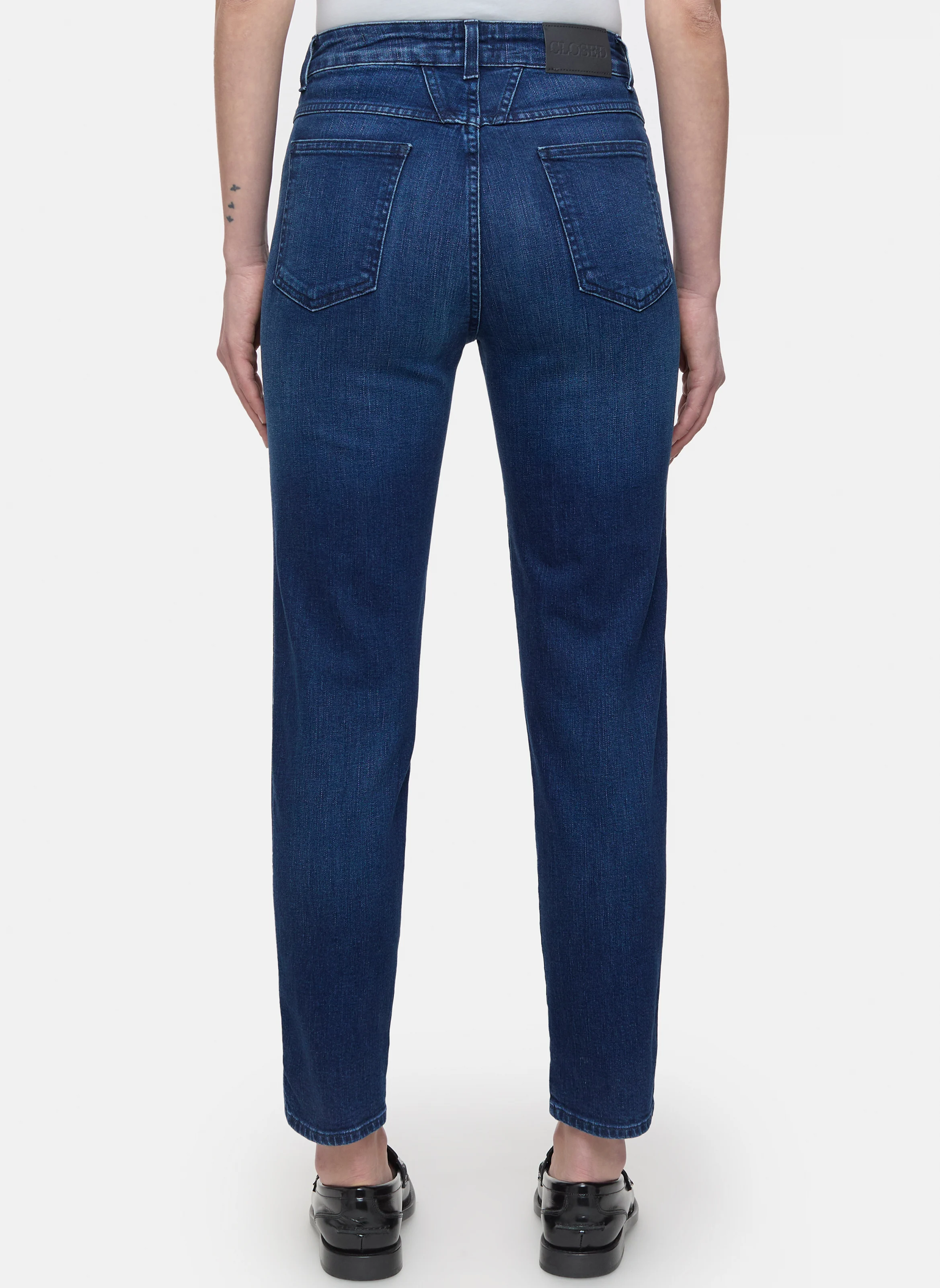 PEDAL PUSHER - Jean droit taille haute en coton mélangé | Bleu