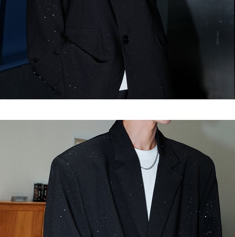 Orungeetun - Blazer met reverskraag en glitter, enkelrijs